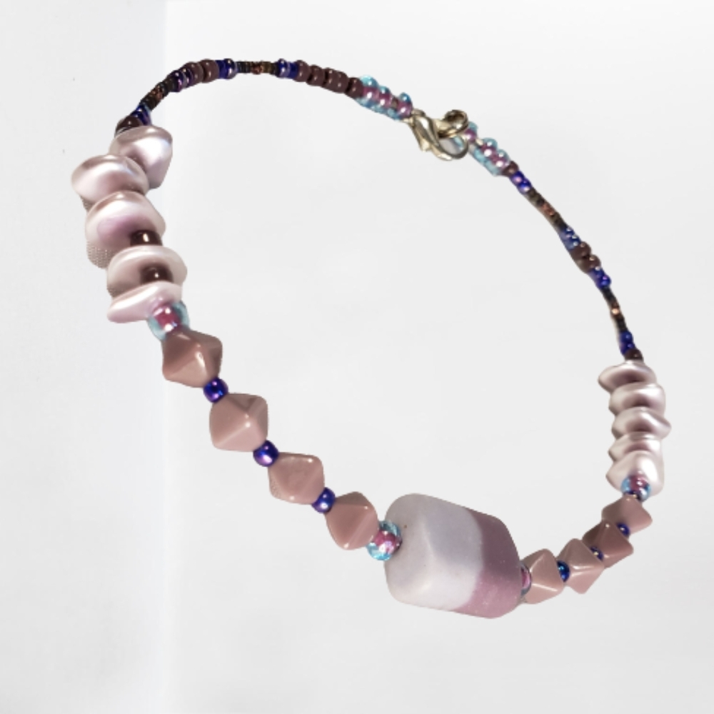 Purple Beaded Anklet Handcrafted by Queen2Bohemian